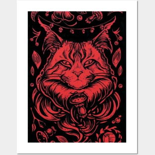 Forest Cat - Black Outlined Version Posters and Art